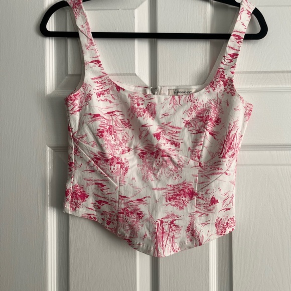 Francesca's Collections Pink and White Patterned Top S - Picture 1 of 8